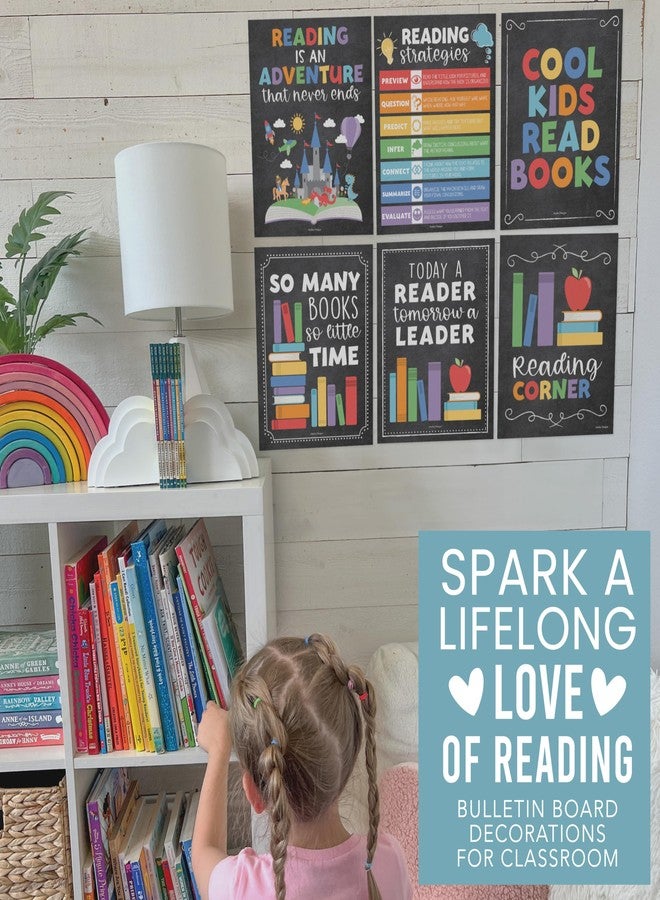 Hadley Designs Motivational Reading Posters for Classroom Elementary –6 Reading Strategies Posters for Classroom Library Decor, Read Corner School Library Poster, Chalkboard Bulletin Board Decorations - Image 5